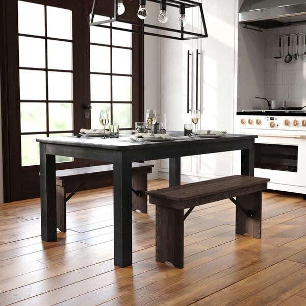 Flash Furniture Rectangle 38 in W, 60 in L, 30 in H, Pine Wood, Pinus Glabra, Black Wash XA-F-60X38-BW-GG - main